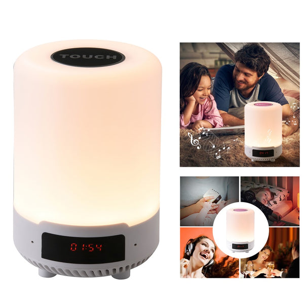 LED Night Light Bluetooth-compatible Speaker with Alarm Clock Touch Control Table Lamp