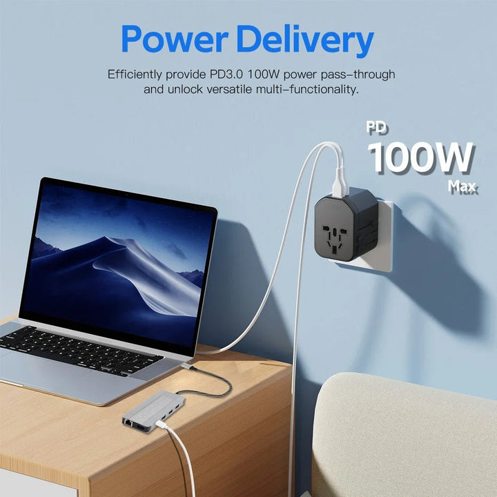 12 - in - 1 USB C Hub SSD NVMe Docking Station, 4K HDMI @60Hz, PD 100W - Aetheo Store