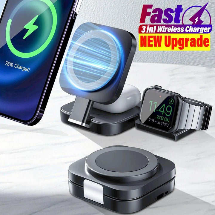 3 - in - 1 Foldable iPhone Wireless Charger For Travellers and Digital Nomads - Aetheo Store