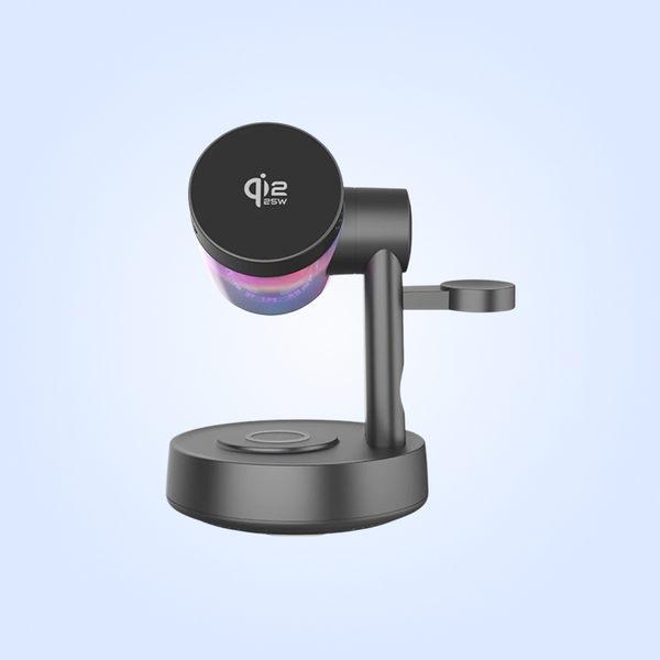 QI2.2 25W Magnetic Wireless Charger with Speaker Function for Phones / Earbuds / Watches Charging Station