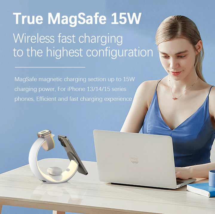 4 - in - 1 Wireless Charger Lamp – MagSafe Compatible for Bedroom & Workspace - Aetheo Store
