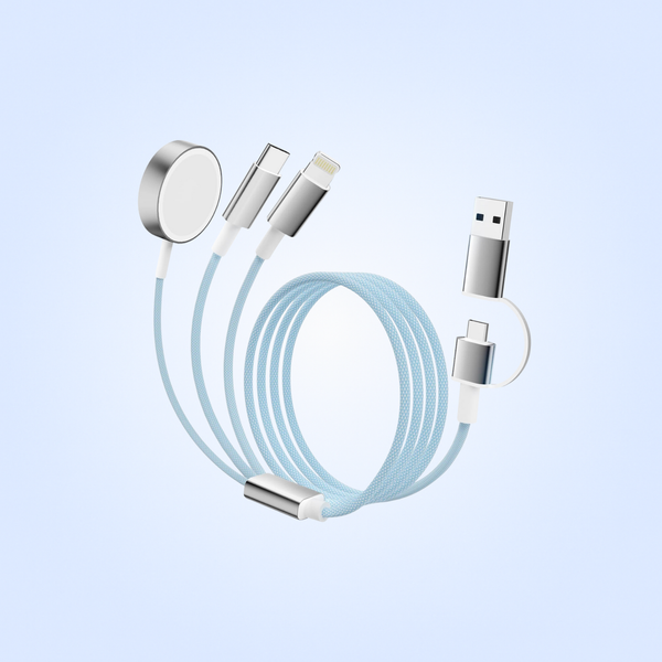 3-in-1 Travel Charger Cable for Apple Watch, iPhone & USB-C – 5ft