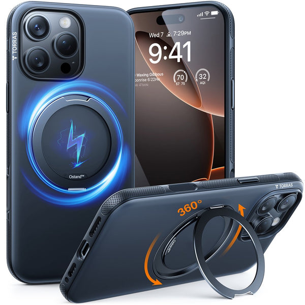 TORRAS O Fitness Series For iPhone 16 Pro Case Compatible with MagSafe TPU PC Kickstand Phone Cover