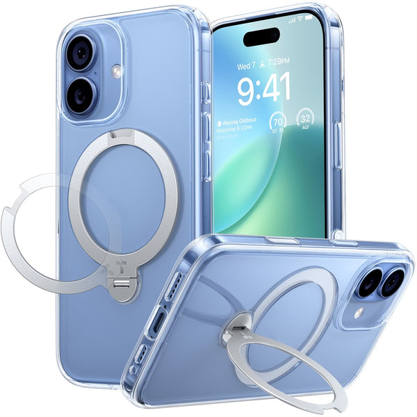 TORRAS For iPhone 17 Case Magnetic Rotating Kickstand PC + TPU Phone Cover