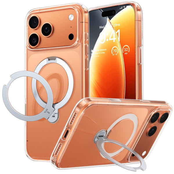 TORRAS For iPhone 17 Pro Case Magnetic Rotating Kickstand PC + TPU Phone Cover