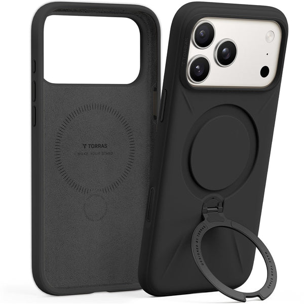 TORRAS Ostand Q Pro Series Case – Magnetic Kickstand Liquid Silicone + PC Protective Cover Compatible with MagSafe for iPhone 16 & 17 Series