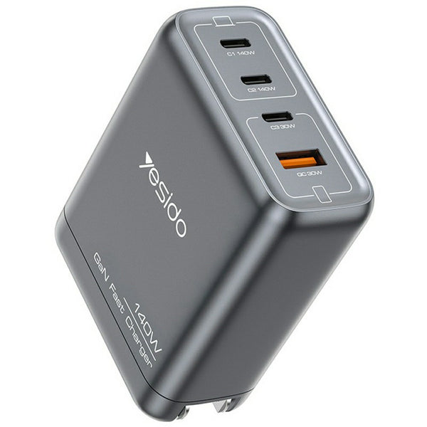 YESIDO YC143 140W USB-C Charger 4-Port USB-C + USB-A Fast Charging Wall Charger for Laptop / Phone / Tablet