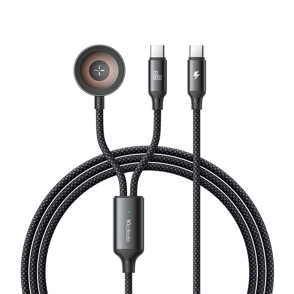 MCDODO CA-2200 1.2m Type-C to Type-C 60W Charging Cable with Wireless Charger for Apple Watch