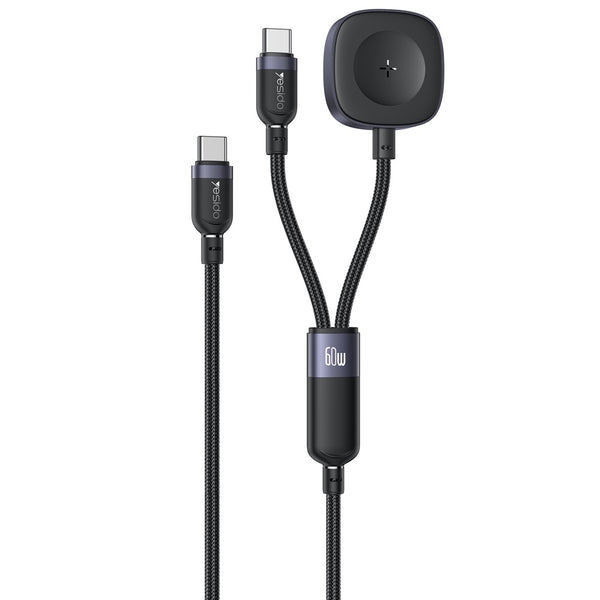 YESIDO CA136C 2 in 1 USB C to USB C  /  for Apple Watch Charger Dock 60W Fast Charging Cable