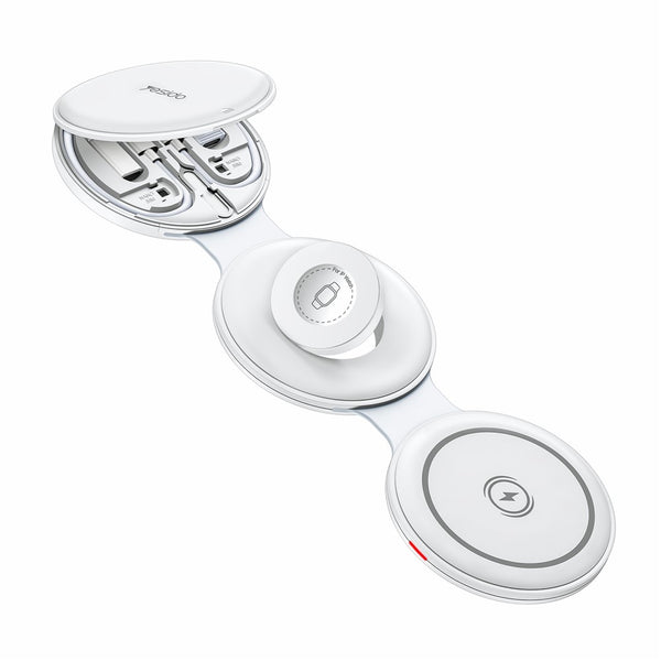 YESIDO DS29 5 in 1 Portable Storage Box Foldable Wireless Charger Phone Stand for Phone / Earbuds / Watch