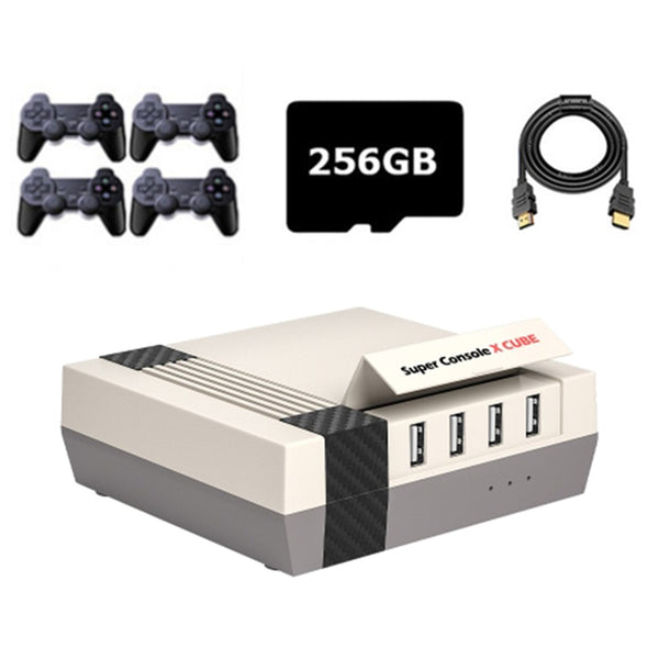 KINHANK Super Console X Cube HD Classic Game Console with 4 Wireless Controllers, 256GB Mini Video Games (EU Plug)