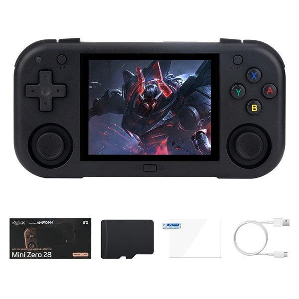 AMPOWN MINI ZERO 28 Handheld Game Console 64 Bit Android 2.8 Inch IPS Screen Retro Gaming Controller, with 128G TF Card