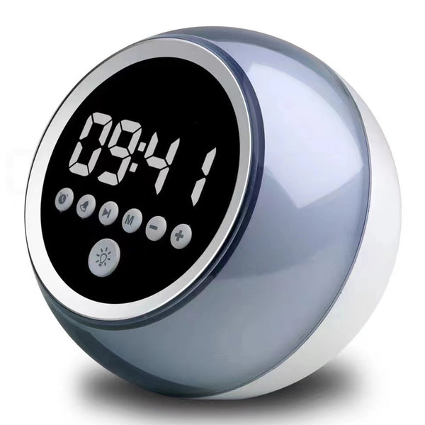 P12 Alarm Clock Portable Bluetooth-compatible Speaker Dimmable LED Light FM Radio with Timer Function