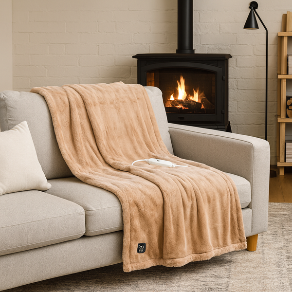 Berkshire Luxe Faux Fur Heated Throw – 127×152 cm, 4 Heat Settings
