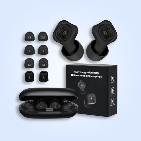 Ear Plugs for Sleeping – 35 dB Reusable Silicone Earplugs with 4 Pairs of Eartips & Carry Case