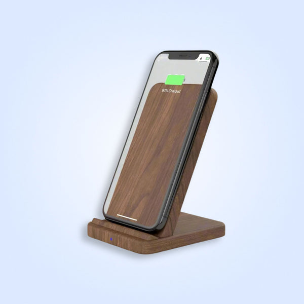 Eco-Friendly 15W Fast Wireless Charger – 100% Walnut Wood Qi Stand