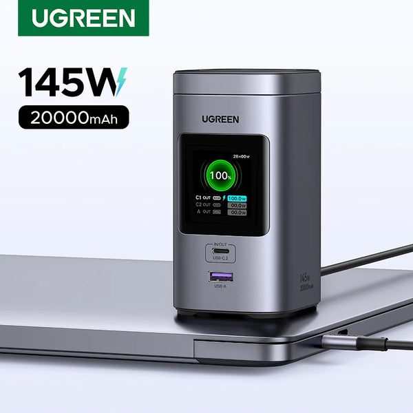 UGREEN 145W Qi2 Magnetic Wireless Power Bank 20000mAh – Fast Phone Charger & Laptop Power Station with Digital Display
