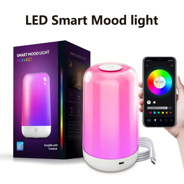 Smart LED Bedside Lamp – RGB Touch Night Light with App & Music Control