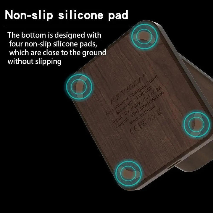 Eco - Friendly 15W Fast Wireless Charger – 100% Walnut Wood Qi Stand - Aetheo Store