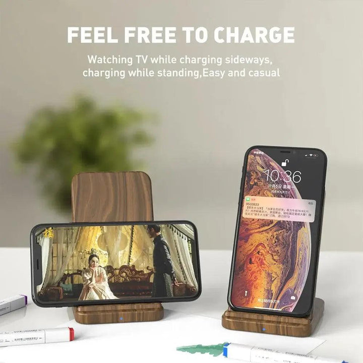 Eco - Friendly 15W Fast Wireless Charger – 100% Walnut Wood Qi Stand - Aetheo Store
