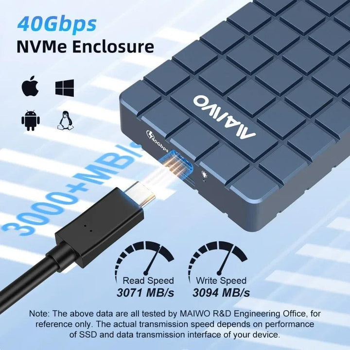 MAIWO USB 4.0 40Gbps M.2 NVMe SSD Enclosure - Perfect for Mac Mini M4 - Aetheo Store