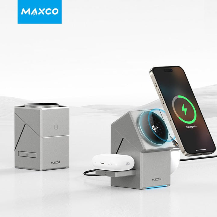 Qi2 3 in 1 Wireless Charger Stand - Auto Rotating Qi2 Certified Magnetic Wireless Charging - Aetheo Store