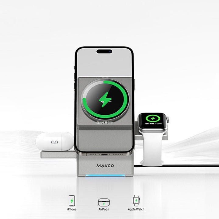 Qi2 3 in 1 Wireless Charger Stand - Auto Rotating Qi2 Certified Magnetic Wireless Charging - Aetheo Store